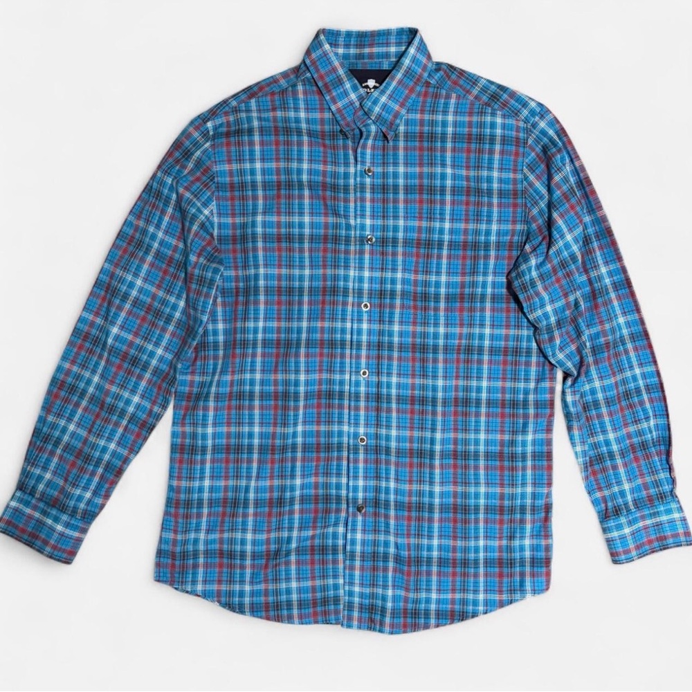 Saddlebred Blue and Red Plaid Button Down Shirt